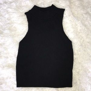 ribbed black cropped sweater tank top